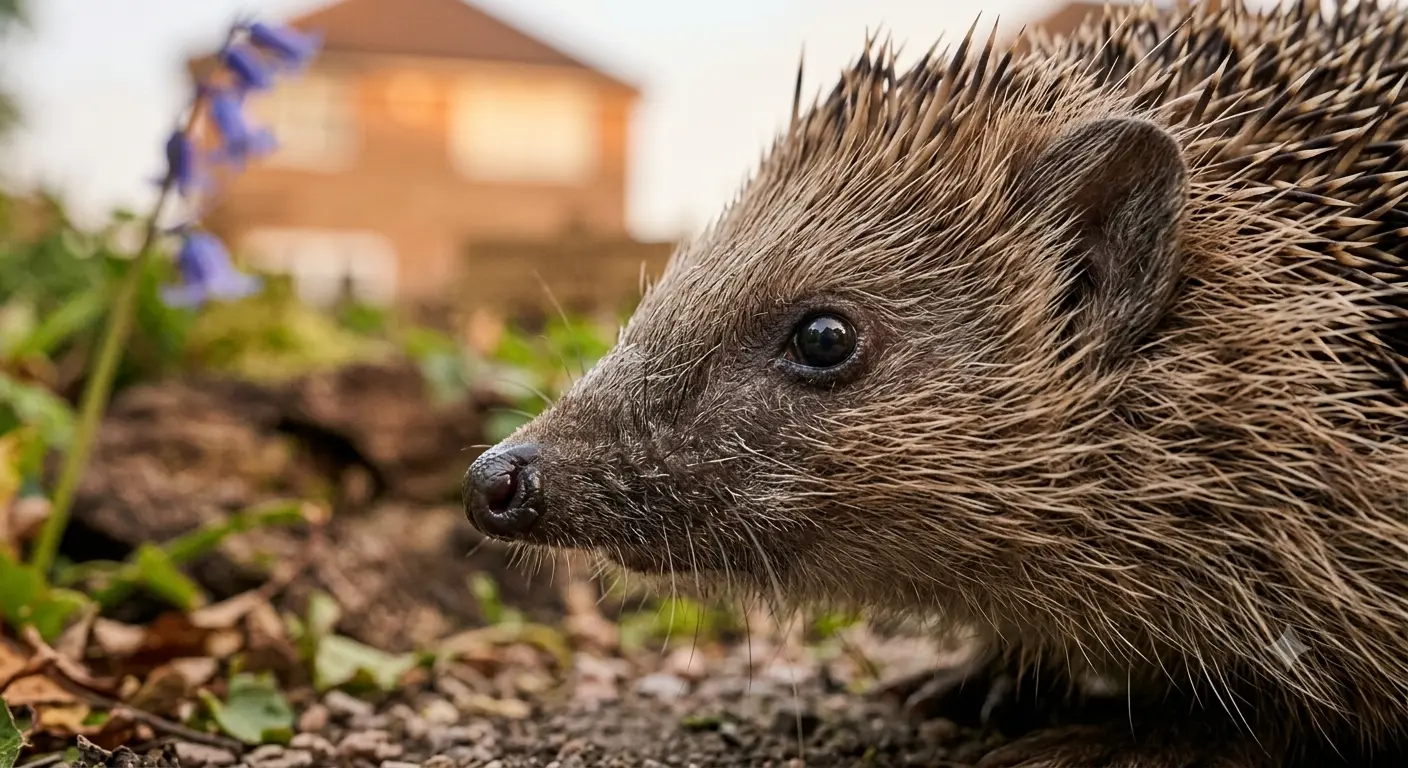 Close up profile of a hedgehog emphasizing sensory anatomy