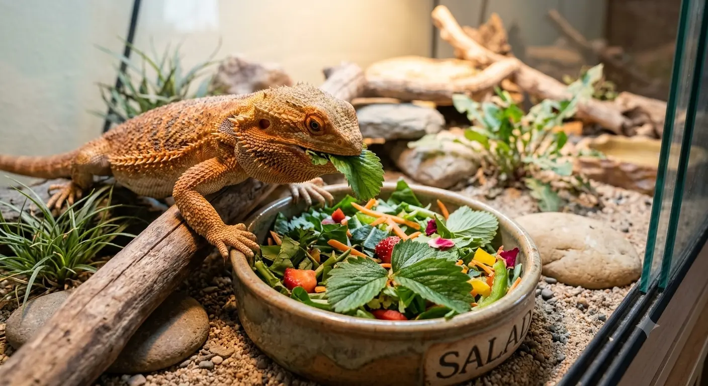 Can Bearded Dragons Eat Strawberry Leaves safely in a reptile salad bowl