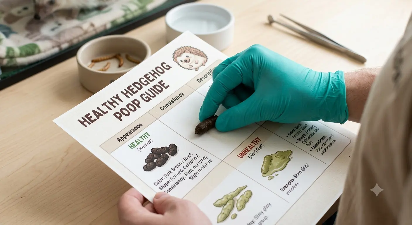 Healthy hedgehog poop inspection guide