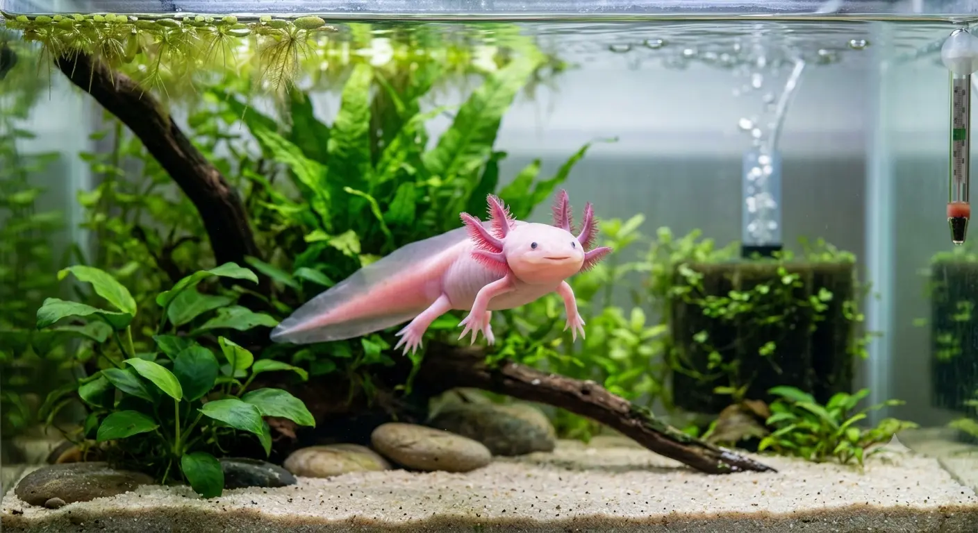 Cute pink leucistic axolotl swimming safely in clear aquarium water are axolotl dangerous reddit