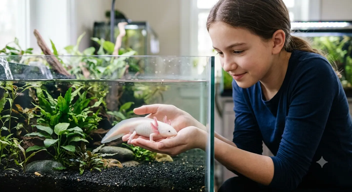 Are axolotl dangerous to humans holding a gentle aquatic salamander