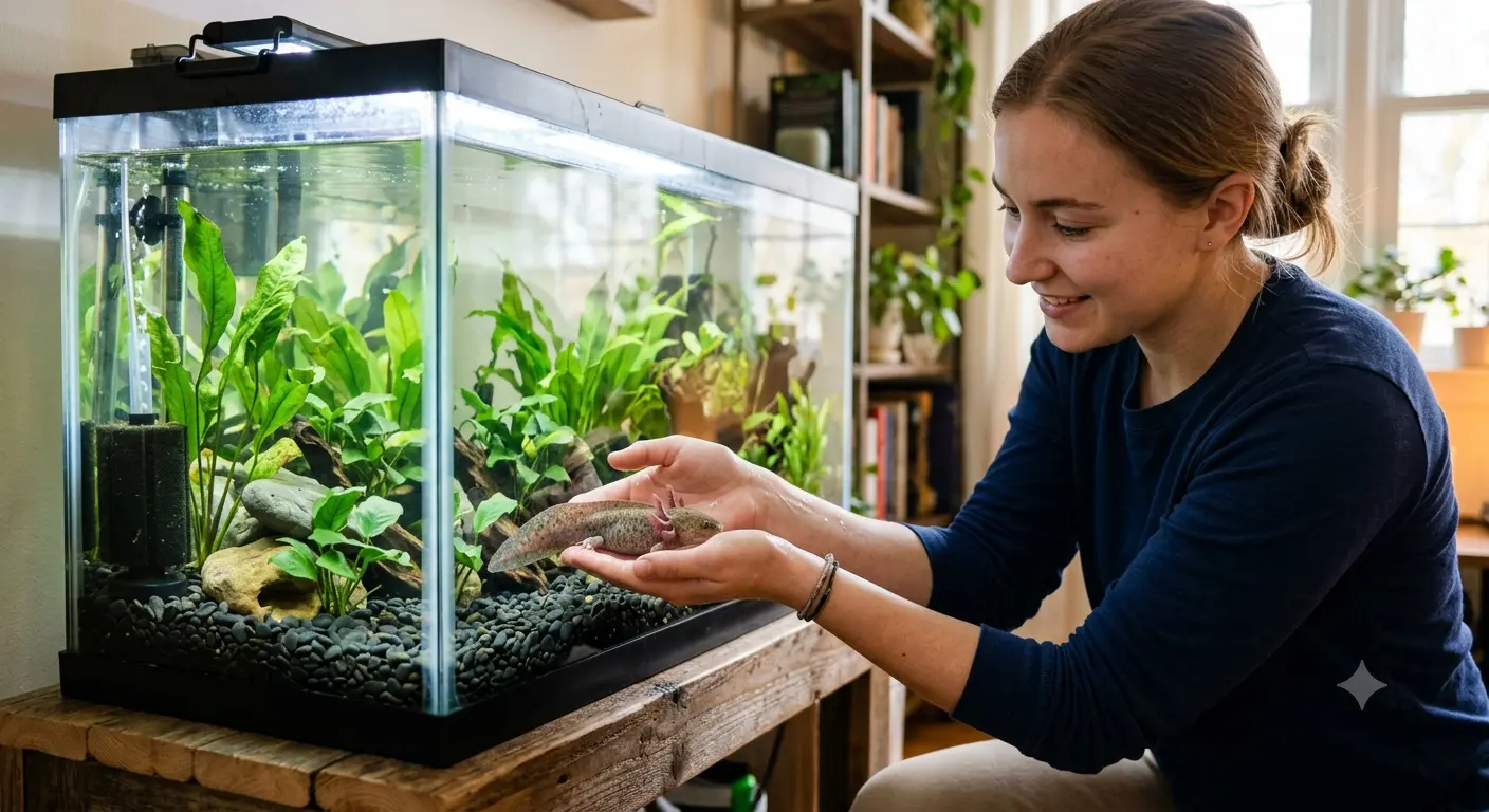 Exploring if are axolotl dangerous to humans in a clean home aquarium