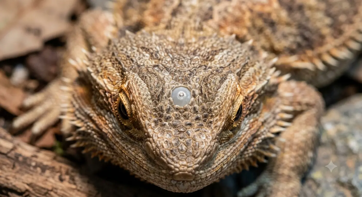 bearded dragon third eye close up