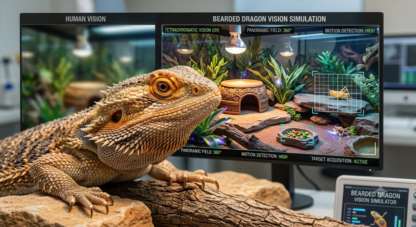 bearded dragon vision simulator showcasing sharp gaze