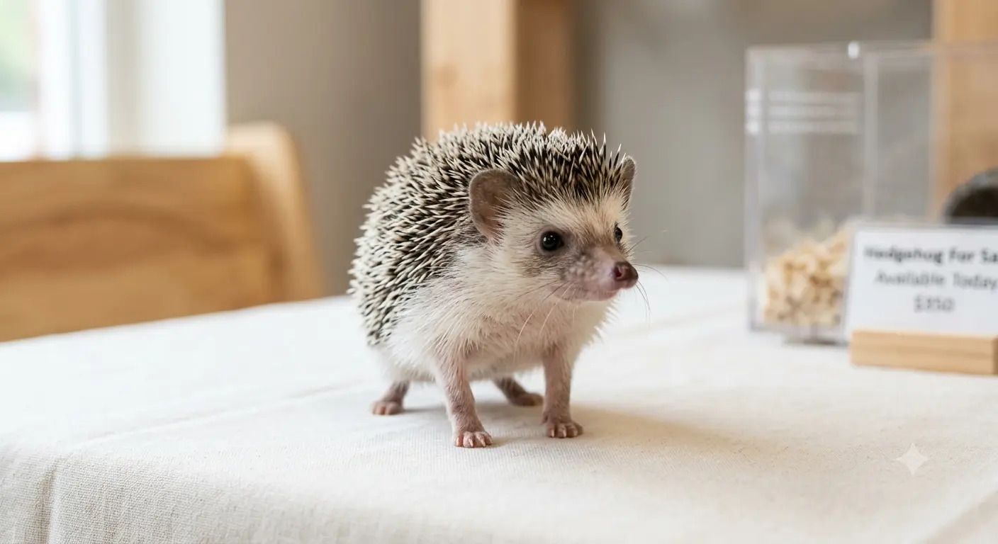 African pygmy hedgehog for sale standing on light background