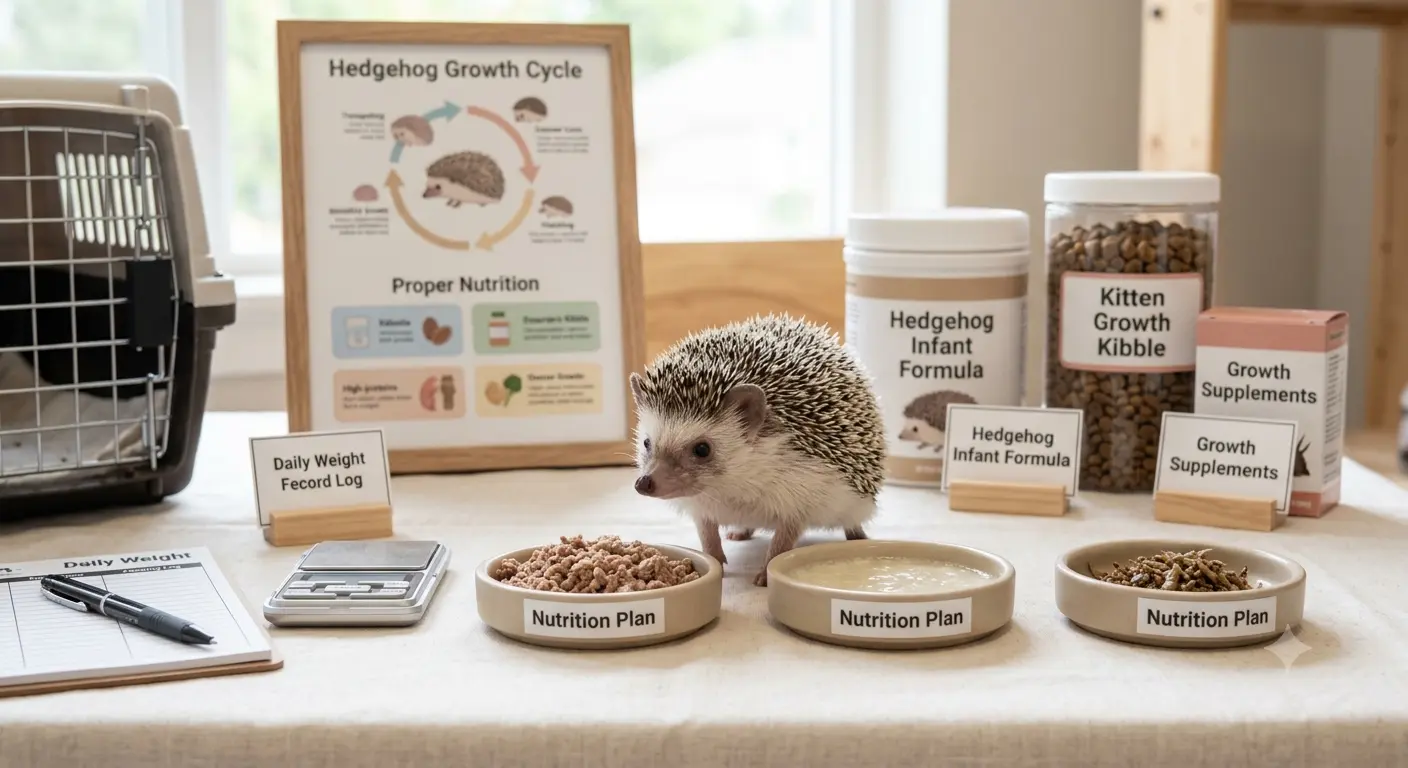 Baby animal nutrition setup after finding a hedgehog for sale