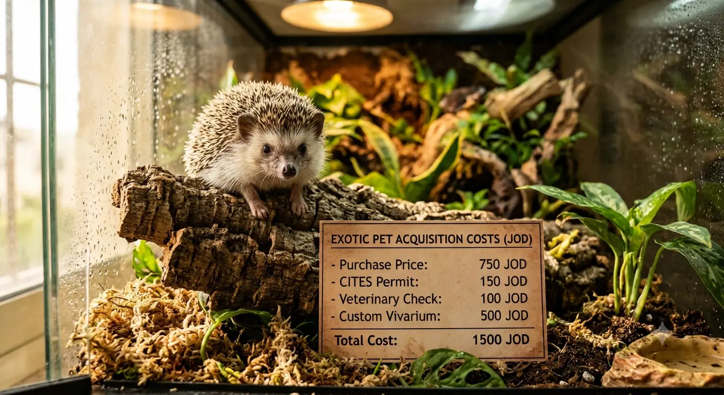 Exotic pet reptile sitting in a warm indoor environment highlighting exotic acquisition costs