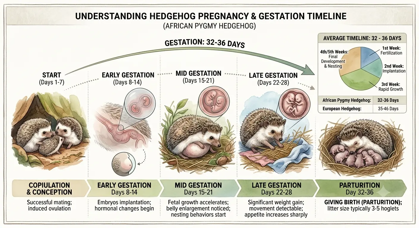 how long are hedgehogs pregnant during breeding cycles