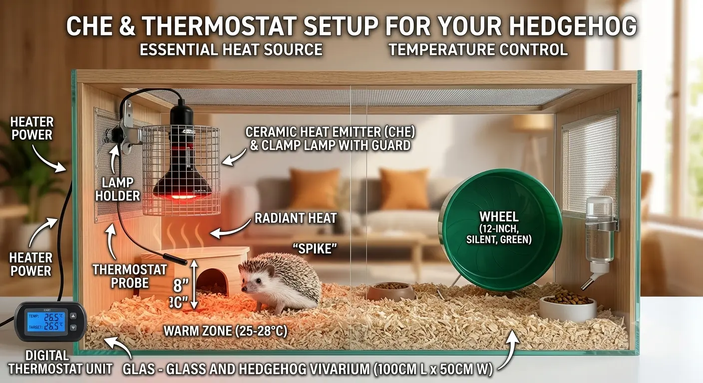 Ceramic heat emitter and thermostat setup explaining what do i need for a hedgehog