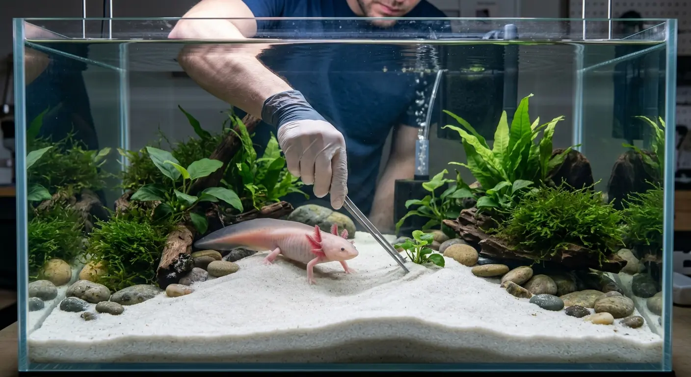 maintaining an axolotl tank dune landscape