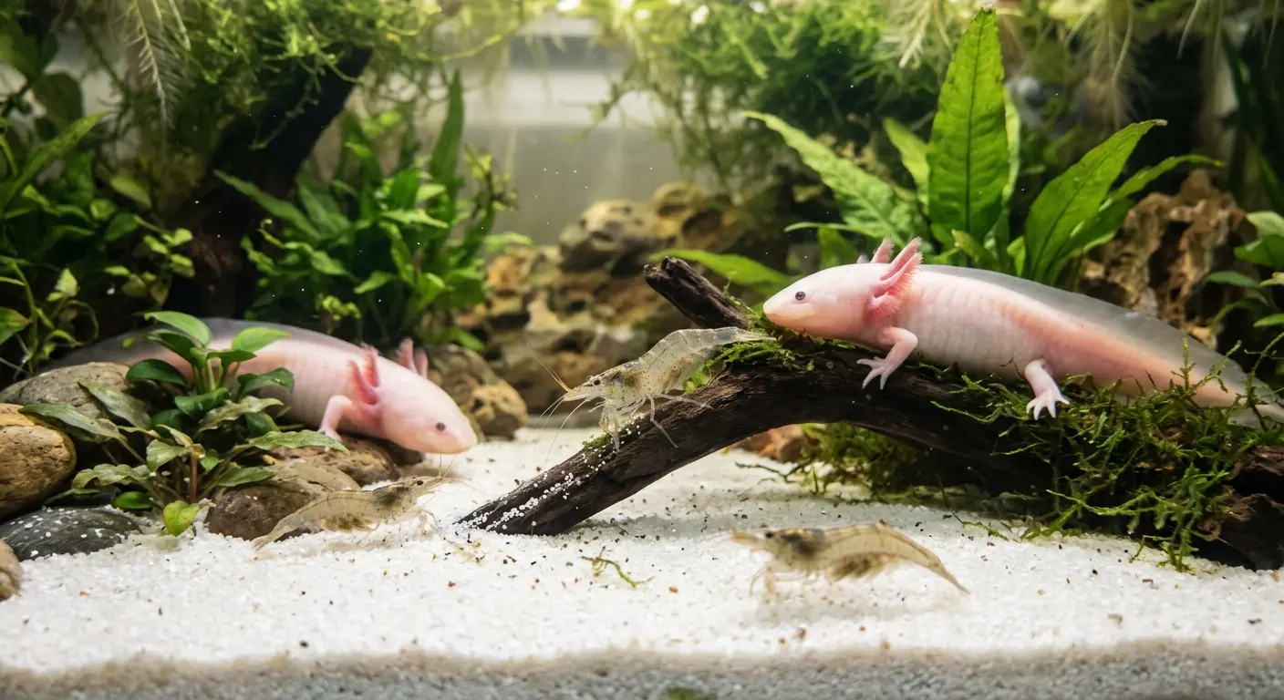Ghost shrimp safe axolotl tank mates cleaning substrate