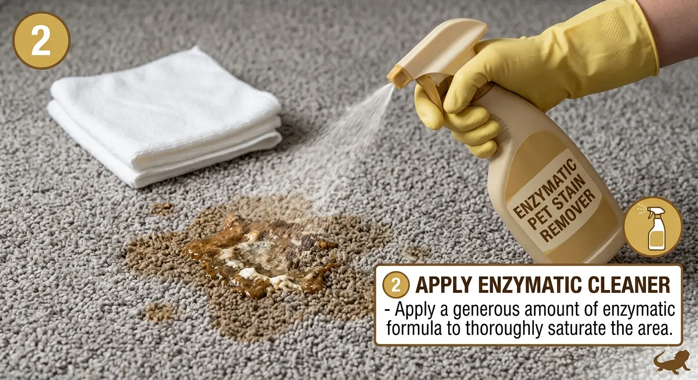 applying enzymatic cleaner for how to clean bearded dragon poop off carpet